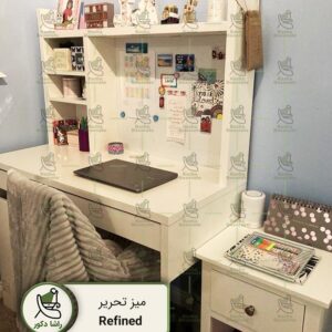 میز-تحریر-کتابخانه-دار-مدرن-سفید-پوششی-Refined
